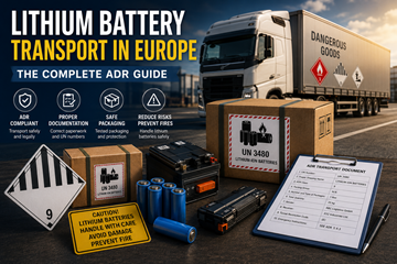 Litiumakkujen kuljetus Euroopassa ADR-vaarallisten aineiden merkinnöillä ja logistiikan vaatimustenmukaisuudella